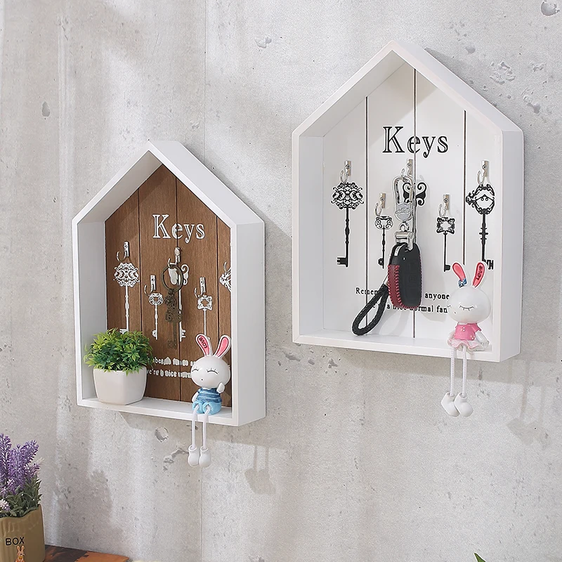 

Home wall decoration handmade key wooden hook storage box multipurpose keys hanging for clothes stand WF1029