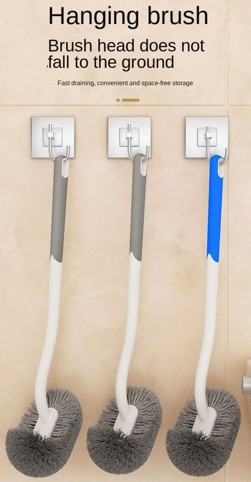 Wandmontierte S-förmige Toilettenbürste ohne tote Winkel, Langstiel-Eckbürste, Weiche Borsten, Reinigungsbürste für Hocktoiletten – Detail 2