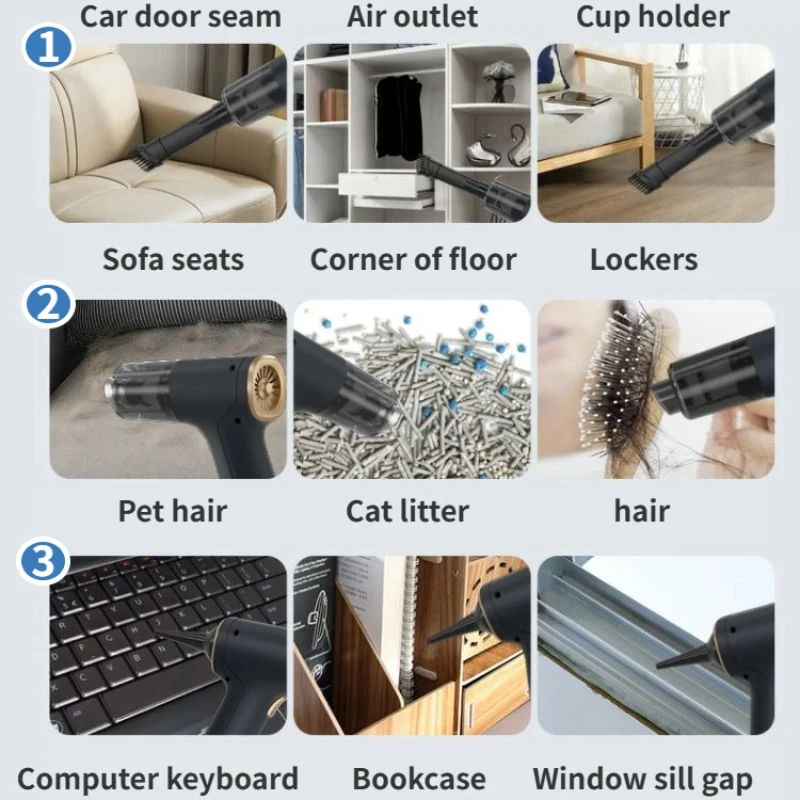 مكنسة كهربائية لاسلكية محمولة باليد للسيارة ، مكنس...