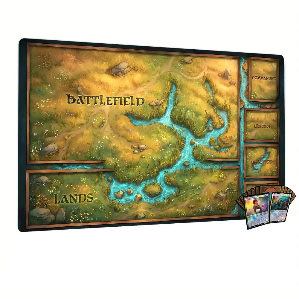 Grassland Map Theme Durable Rubber Game Mat - 35x60cm Mouse Pad & Office Desk Mat with Friendly Design