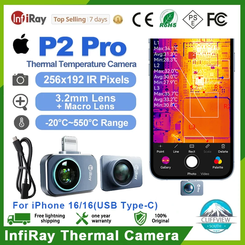 InfiRay Xinfrared P2 Pro Thermal Camera for IPhone 15/16 PCB