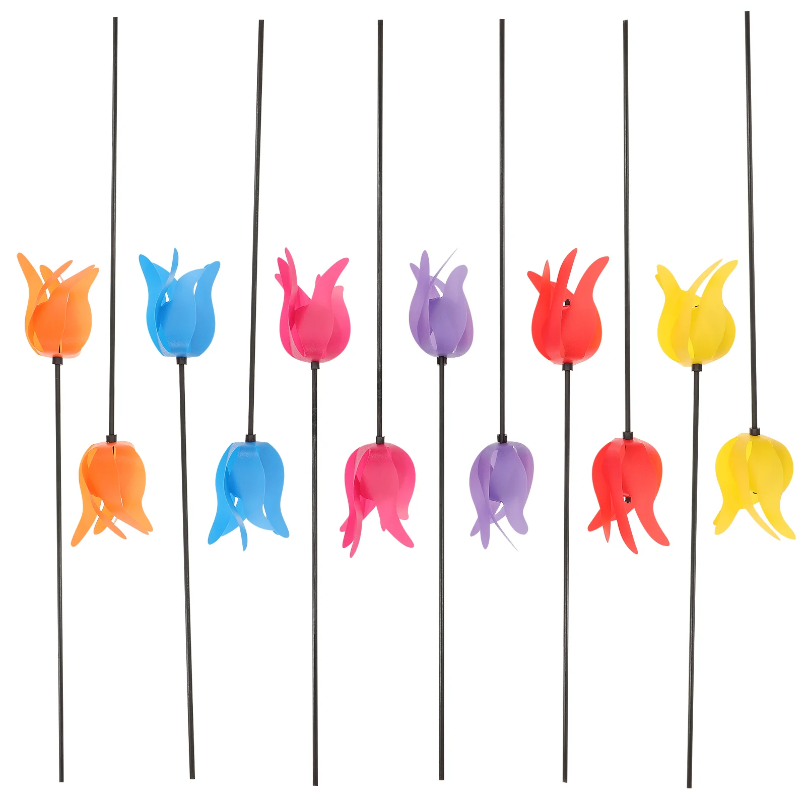 

12 Pcs Tulip Windmill Toys Garden Yard Decor Faux Plant Decorate Supplies Creative Plastic Child Plants