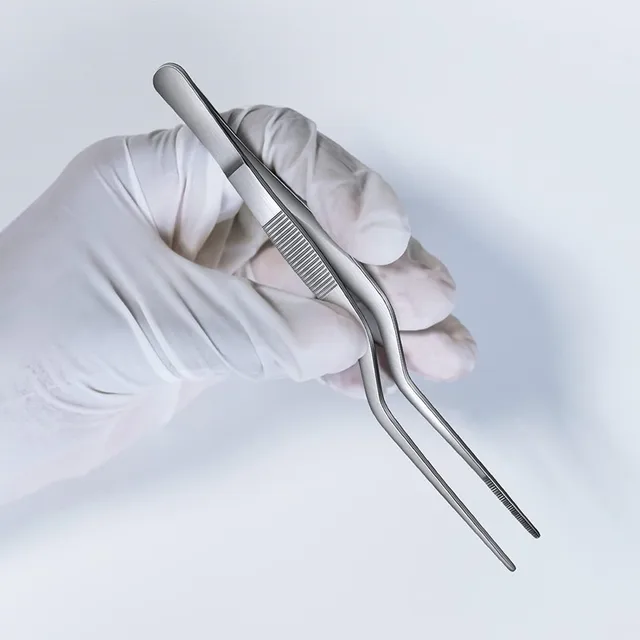 3 Sizes Stainless Steel Precision Kitchen Chef Tongs Tweezers for Food Cooking Picnic Barbecue Cake Decorating 14cm 16cm 20cm 5