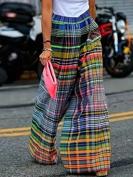 【Plus Size】 All Over Print Wide Leg Trousers, Boho Casual Pants for Daily Holiday Vacation Wear, Women's Bottoms for All Seasons