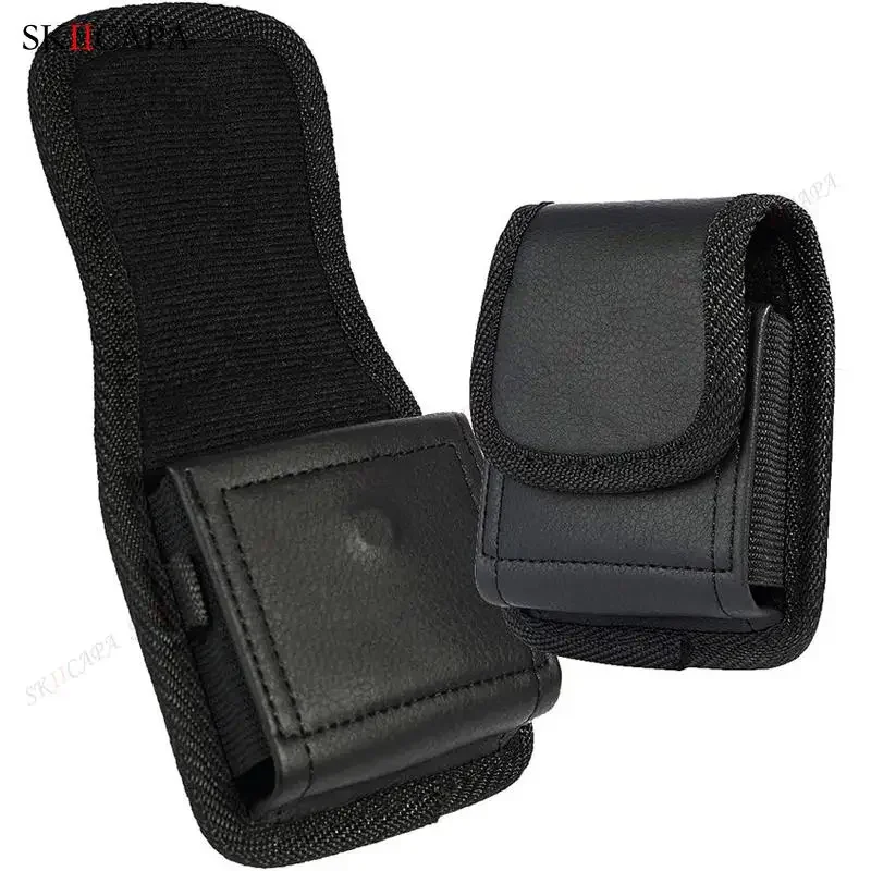 Leather Phone Pouch with Belt Clip Holster & Oxford Cloth Accents