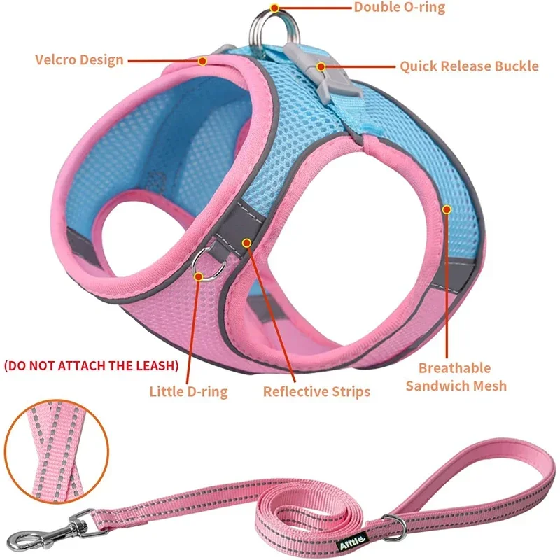 Dog Harness Vest Chest Cat Collars Rope Adjustable Breathable Mesh Dog Harness Clothes Outdoor Walking Small Medium Pet Supplies pet harness leash set,pet harness set