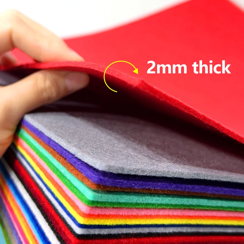 Colorful Nonwoven Fabric Felt Squares (2mm, 50x50cm) for DIY Crafts and Handmade Projects, 18 Vibrant Colors