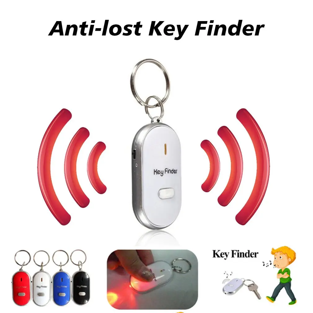 

LED Whistle Finder Control Alarm Anti-Lost Keyfinder Locator Tracker with Keyring Flashing Beeping Sound Electronic Anti-theft