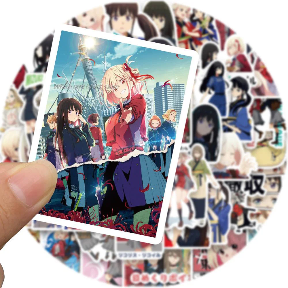 

10/30/50pcs New Arrival​Lycoris Recoil Anime Stickers for Notebook Laptop Phone Water Bottle PVC Graffiti Kids Sticker Decal Toy
