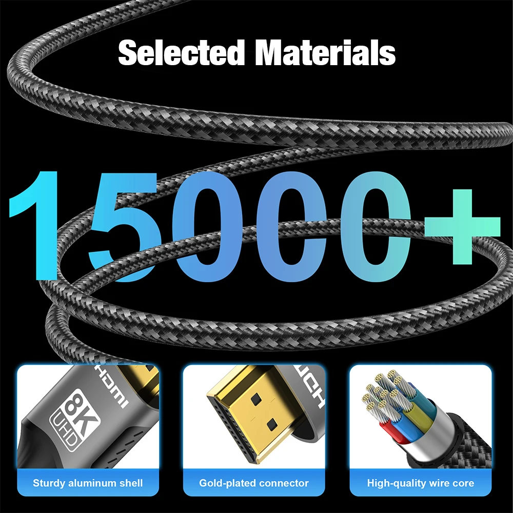 Premium HDMI 2.1 Cable with Copper Core – 8K HDR, Ultra High Definition (5m)