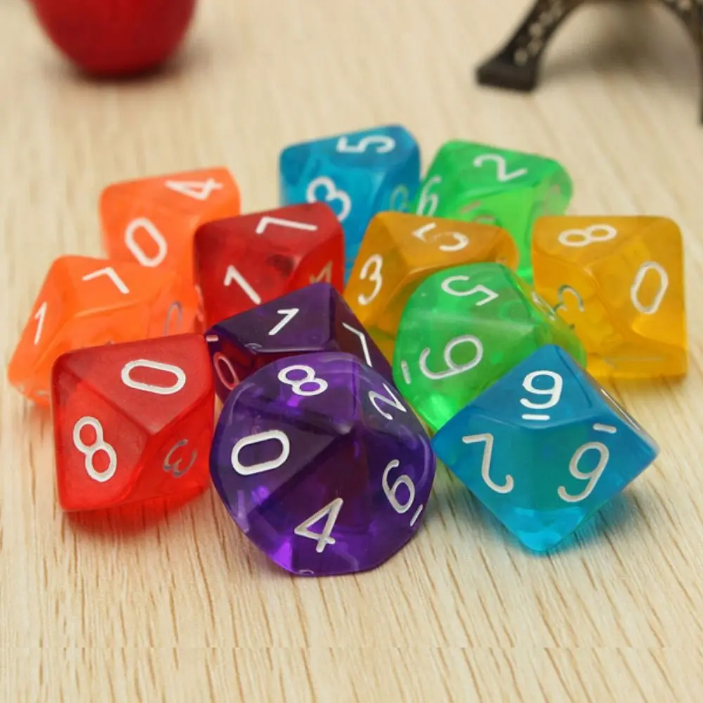 

10Pcs/set Role-Playing DND Dice Pearlized Effect Party Game Table Game Acrylic D10 Colored 10-sided Polyhedral Dice TRPG DND