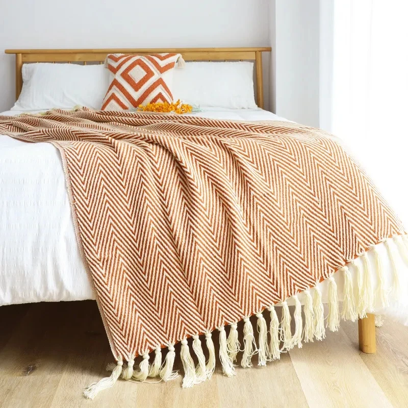 Nordic Throw Striped Blanket Geometric Jacquard Knitted Blanket Bed Bedspread Tapestry Drop shipSofa Decoration Blanket Plaid 1