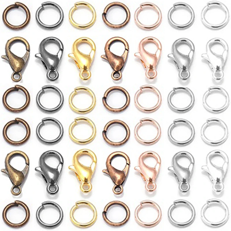 8 Colors 200pcs Open Jump Rings+ 50pcs Lobster Clasps Hooks Connectors ...