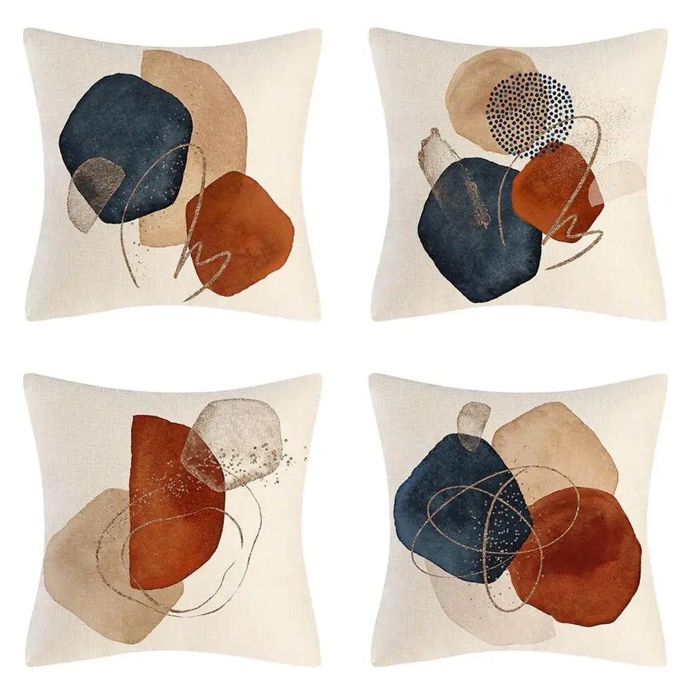 

4pcs Linen Pillow Cases Hd Printing Pillowcases Throw Pillow Covers For Modern Home Decoration