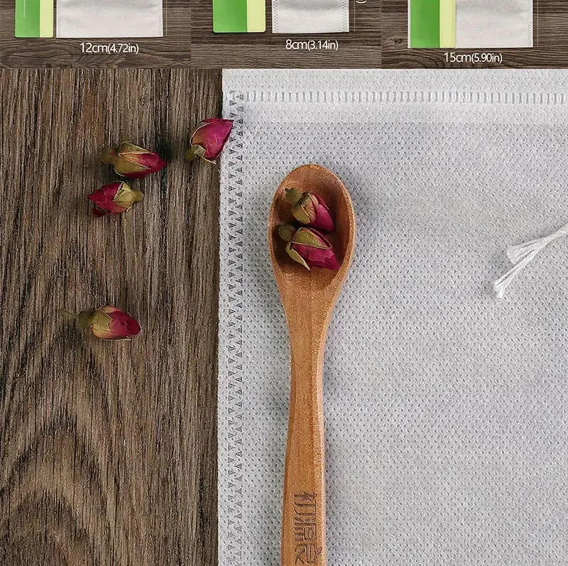 100 Stück Teebeutel aus Vliesstoff, Teefilterbeutel für Gewürztee-Infuser mit Heißsiegelung, Einweg-Gewürzfilter-Teebeutel – Detail 9