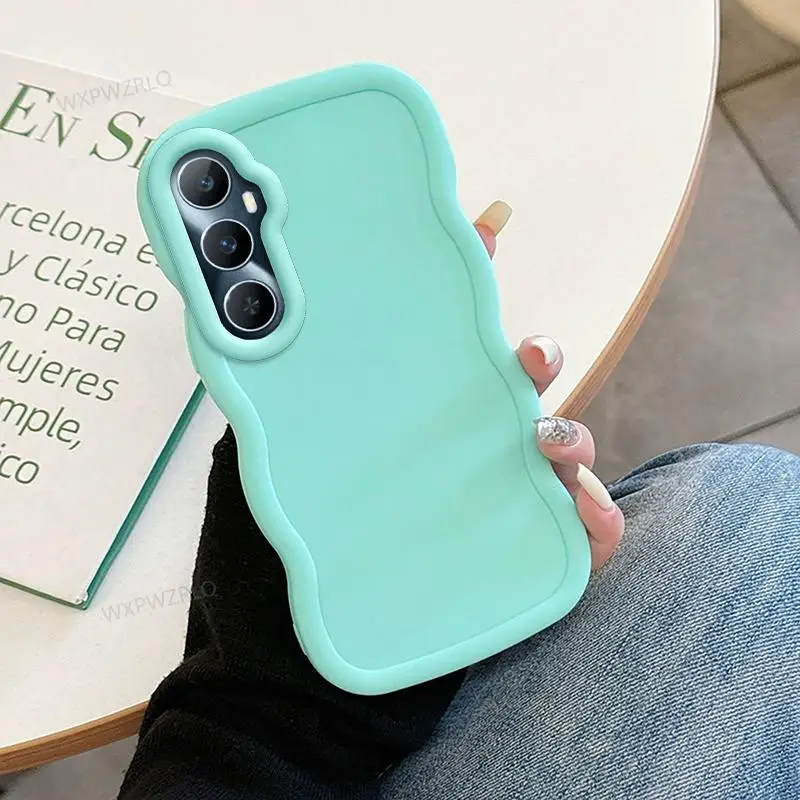 Solid Color Wave Silicone Shock-Absorbing Phone Case – Minimalist Design