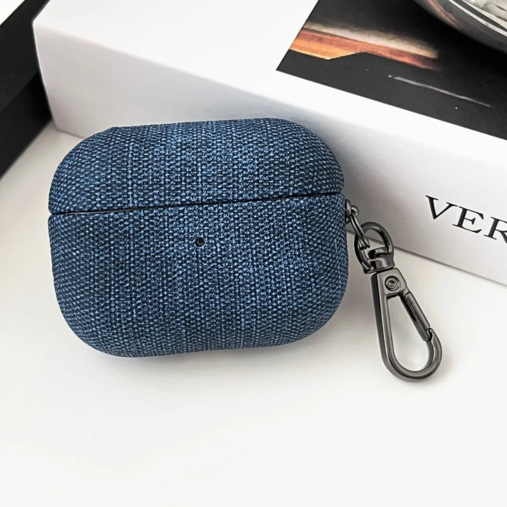 Fashion Matte PU Leather Hook Earphone Case For Apple Airpods 1 2 3 4 Pro 3 2 Wireless Bluetooth Earphone Anti Scratch Cover