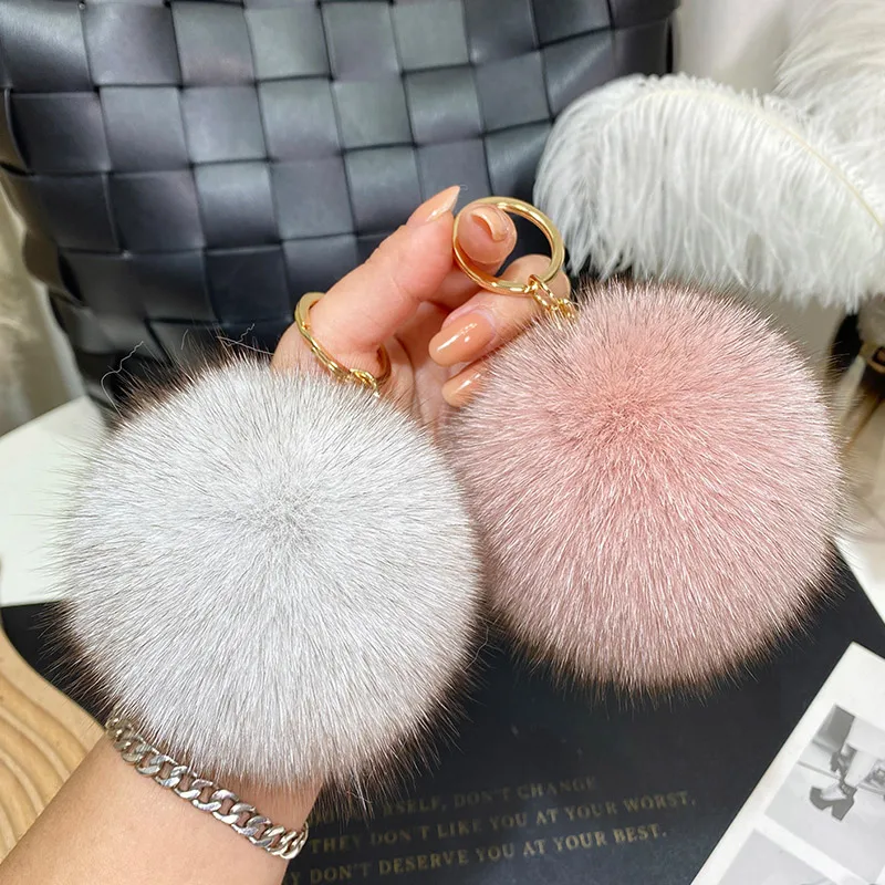 9Cm Big Size Fluffy Real Fox Fur Ball Keychain For Women Luxury Pompom Keyring Accessories Bag Decoration Trinket Jewelry Gifts
