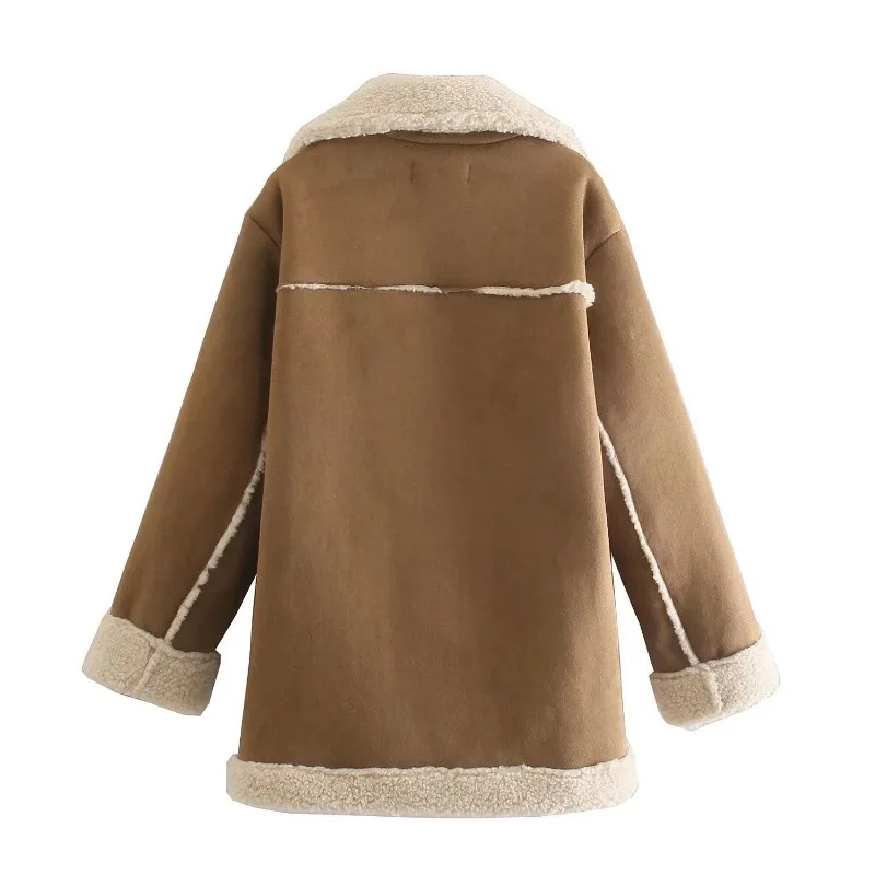 2023 New Women Faux Fur Outwear Suede Fur Integrated Double-Sided Fleece Coat Winter Female Loose Thicken Warm Fashion Jacket