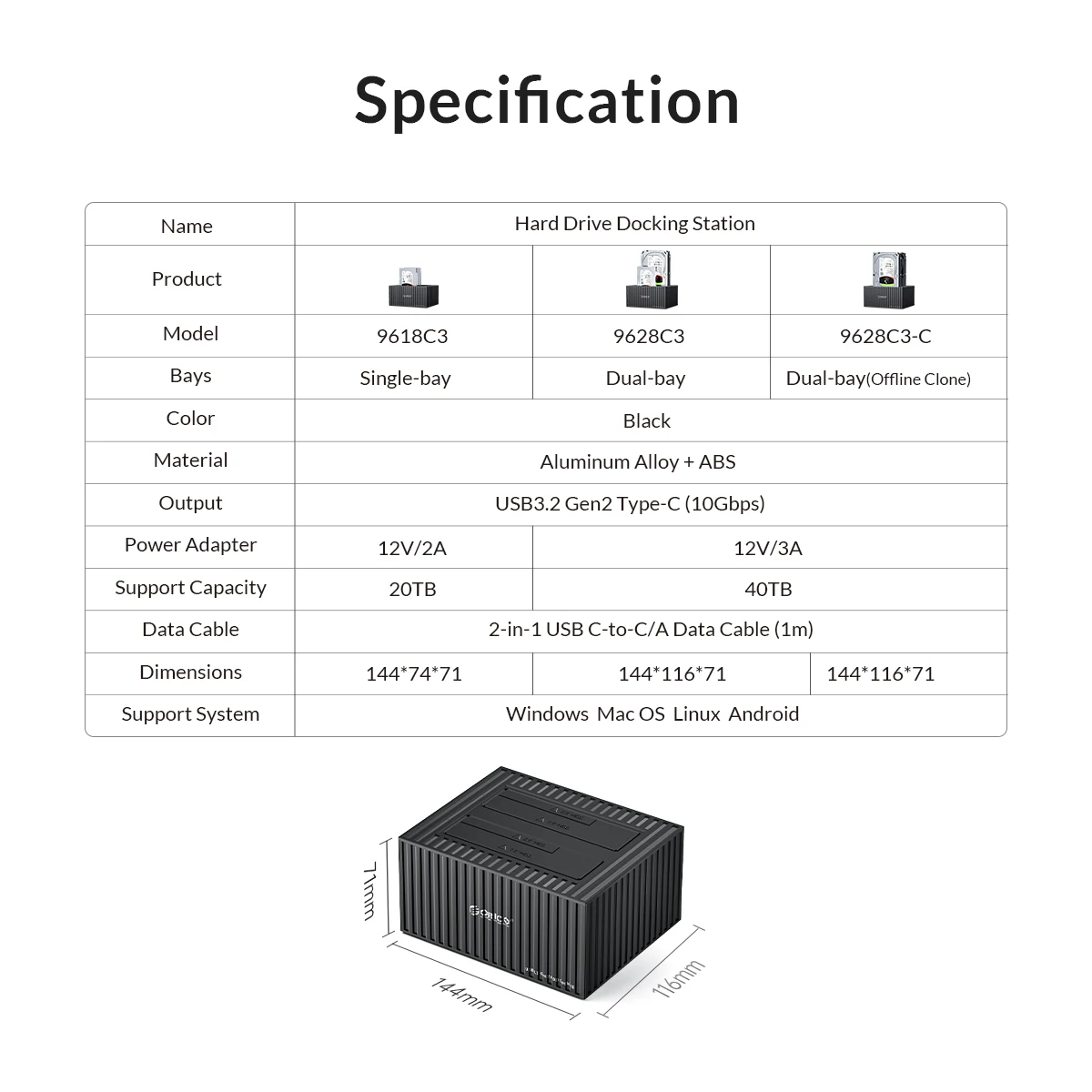 rígido docking station para 2.5 3.5 