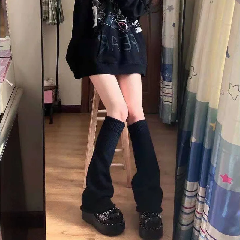 Black Harajuku Lolita Kawaii Socks Women Casual Y2k Aesthetic Leg Warmer  Punk Alt Korean Fashion Gothic Baggy Knee Sleeve Leg - Leg Warmers -  AliExpress