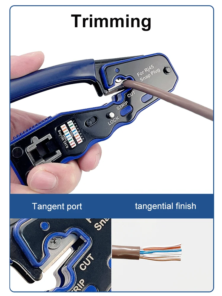 Rede Crimper Ferramentas Cabo Ethernet Stripper Através do Furo Conector Cat5 Alicate Pressionando Braçadeira de Fio Tongs Clip Rj45 - Imagem 4