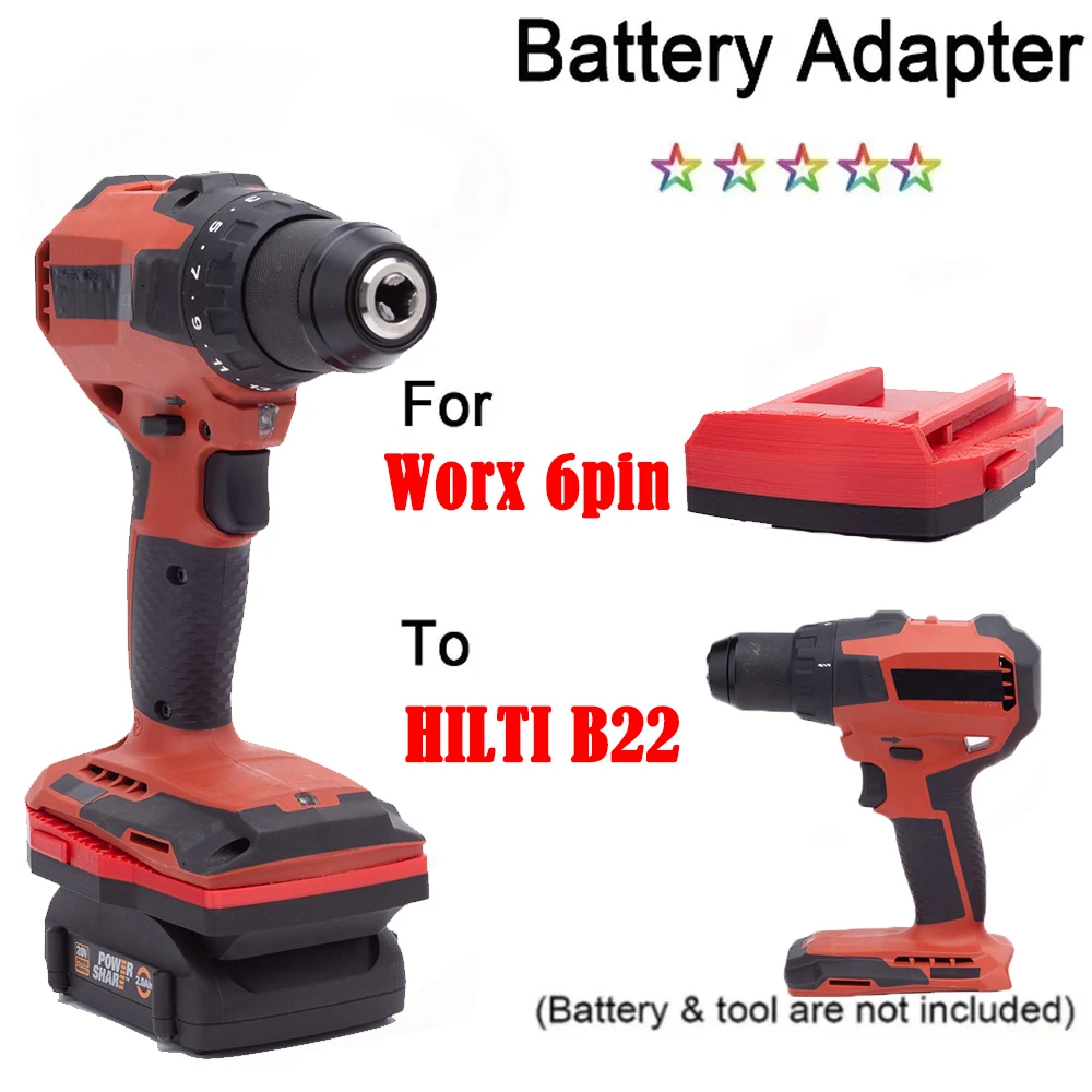 Battery Adapter Converter for Worx 6pin Lithium Battery to for HILTI B22 22v Series Cordless Tool(NO Batteries&Tool)