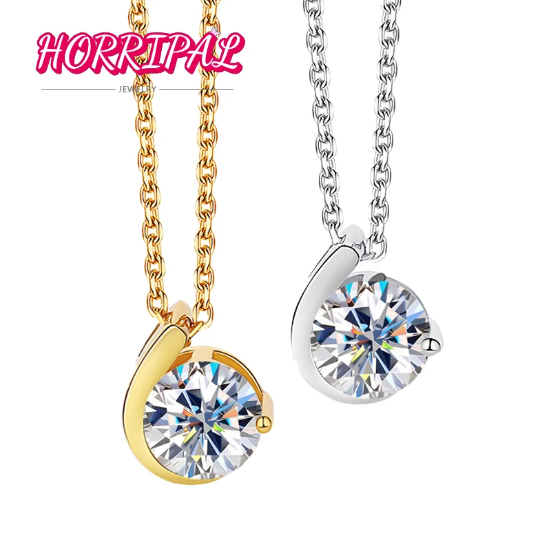 

HORRIPAL 1CTTW D VVS1 Moissanite Pendant Necklace S925 Sterling Silver Chain Gift for Women GRA Certificate Pass Diamond Tester