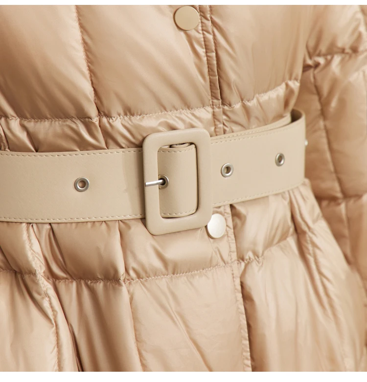 AMII Minimalism Down Jacket Women 2022 Winter New Commuter Fashion Belt Design Solid Warm Antistatic Long Clothing Tops 12241180