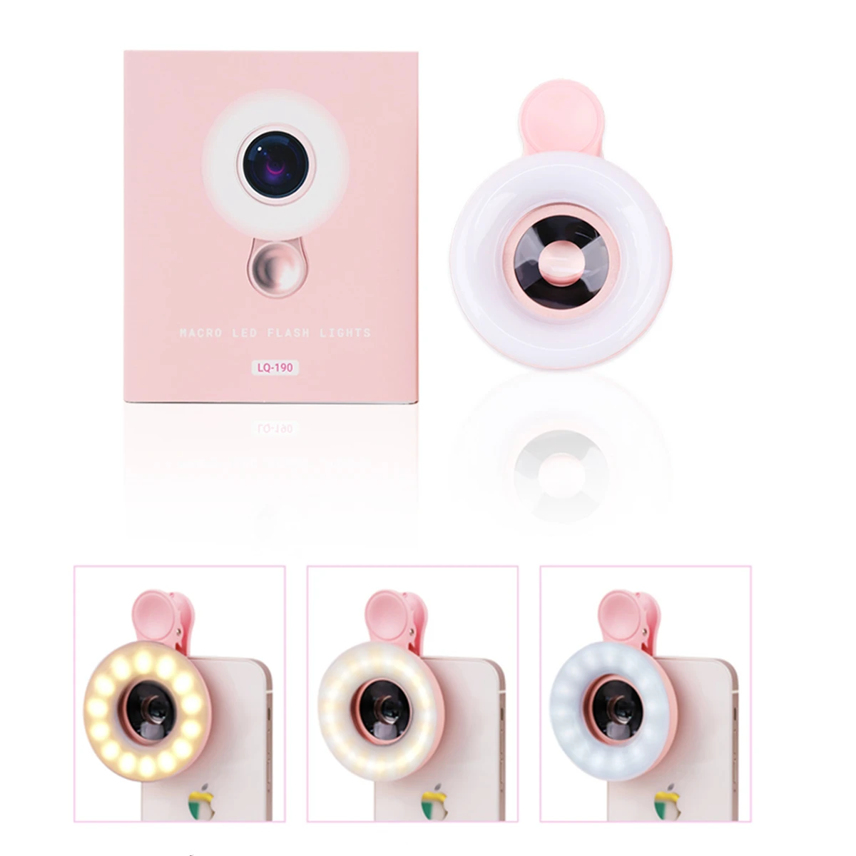 15배 줌 폰 매크로 렌즈 LED 조명 포함 2 in 1 HD 클립형 휴대용 모바일 카메라 렌즈 (사진 촬영용)