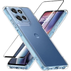 Clear Anti-Slip Shockproof Flexible TPU Case with Tempered Glass Screen Protector for TPU (Clear)