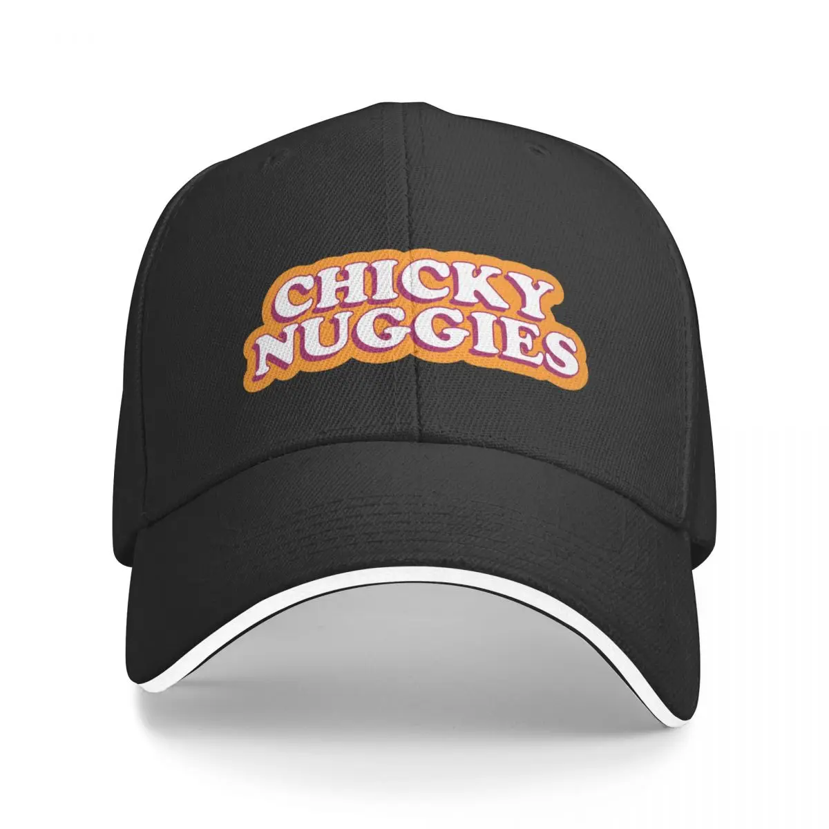 

Chicky Nuggies White Orange Baseball Cap Sunscreen hard hat For Women Men's