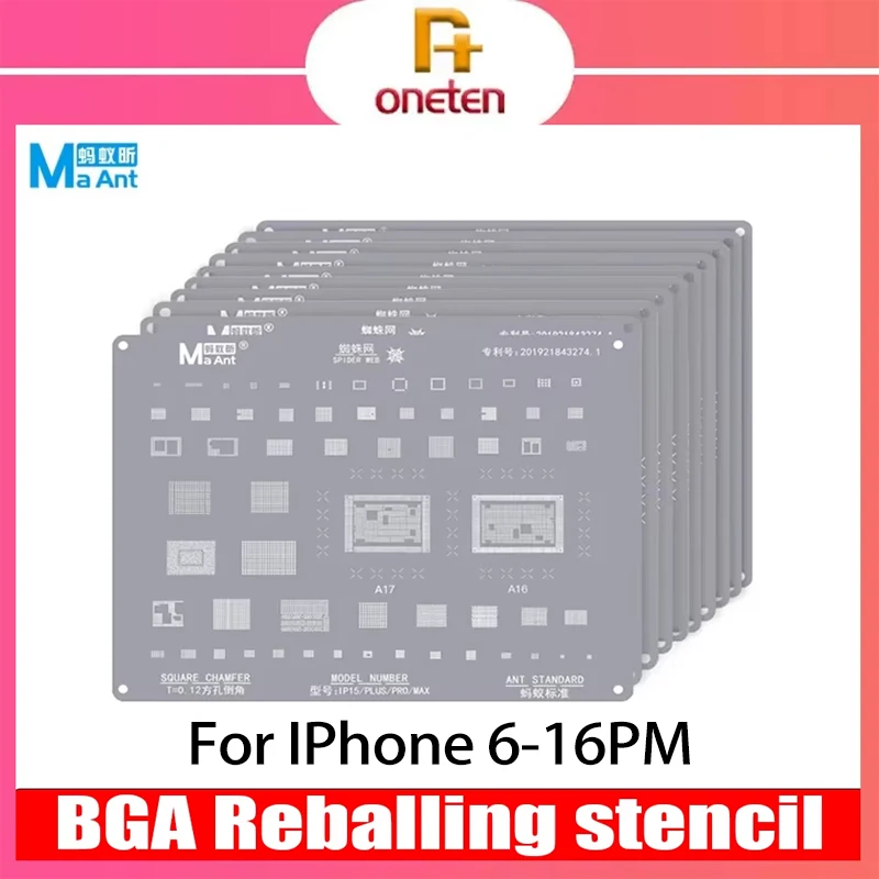 Mobile Phone Disassemble Tool BGA Reballing Stencil For iPhone 5 6 6S 7 8 X XS 11 12 13 14 15 16 PM Series 0.12mm Comprehensive Tin Planting Steel Net