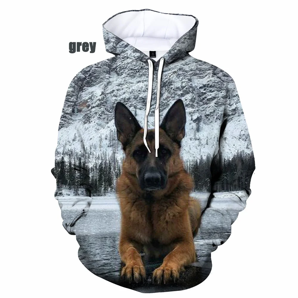 

Novo cão engraçado 3d impresso masculino/feminino bonito moletom com capuz pastor alemão impresso moletom com capuz oversized
