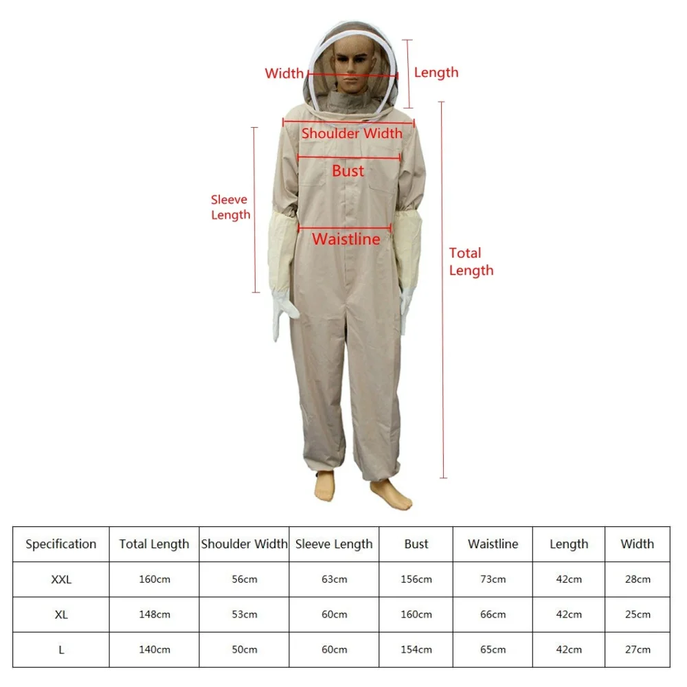 Professional-Beekeeping-Clothing-With-Gloves-Beekeepers-Bee-Protection-Beekeeping-Suit-Safty-Hat-Dress-All-Body-Equipment.jpg Professzionális Méhészeti Ruházat Kesztyűvel Méhészek Méhvédelem Méhész Öltöny - Image 6