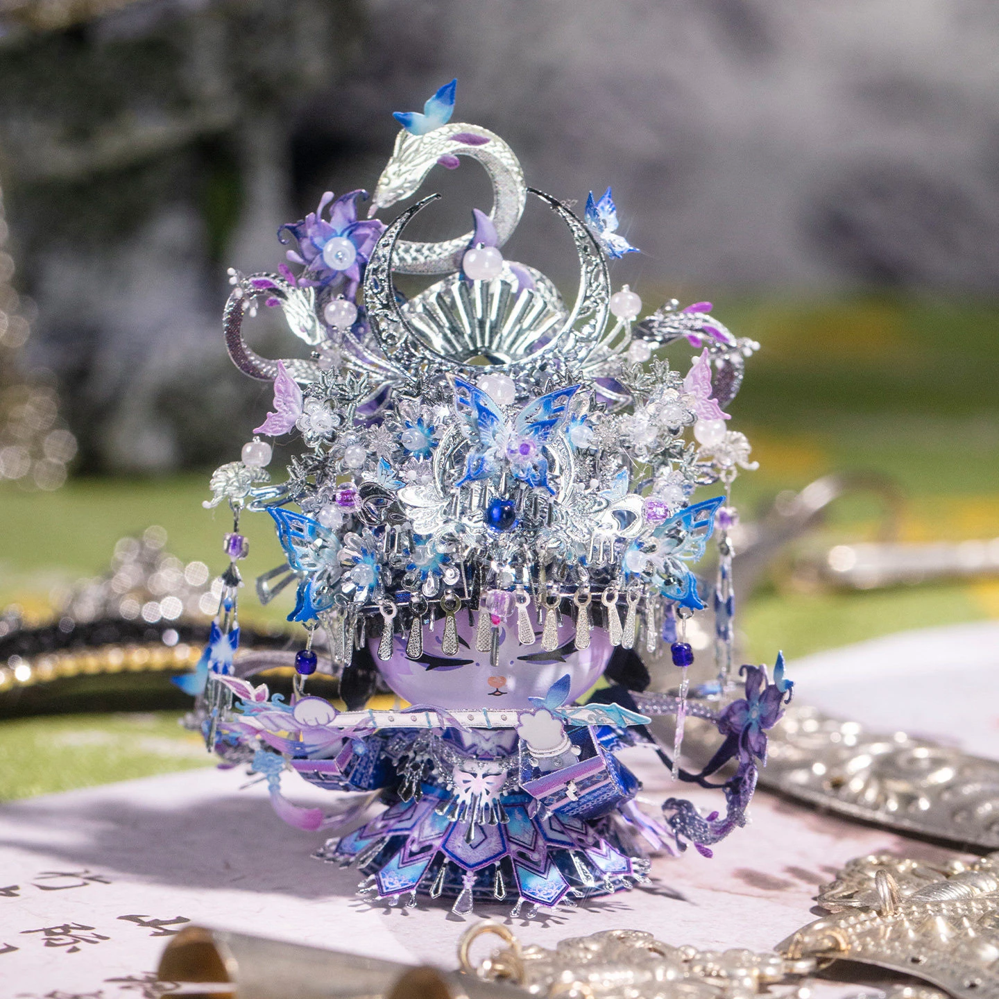 DIY 3D 금속 퍼즐 미아오 민족 미니 모델 빌딩 키트 소녀를위한 조립 된 직소 퍼즐 생일 선물