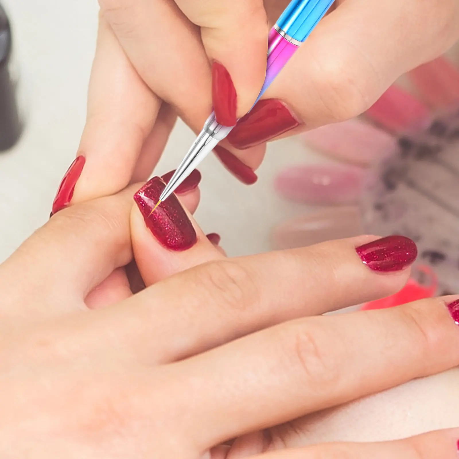 1Pcs 네일 아트 펜 매니큐어 네일 아트 디자인을위한 파인 라인 드로잉 브러쉬 조각 플로팅 도구 경량 휴대용 살롱 용품