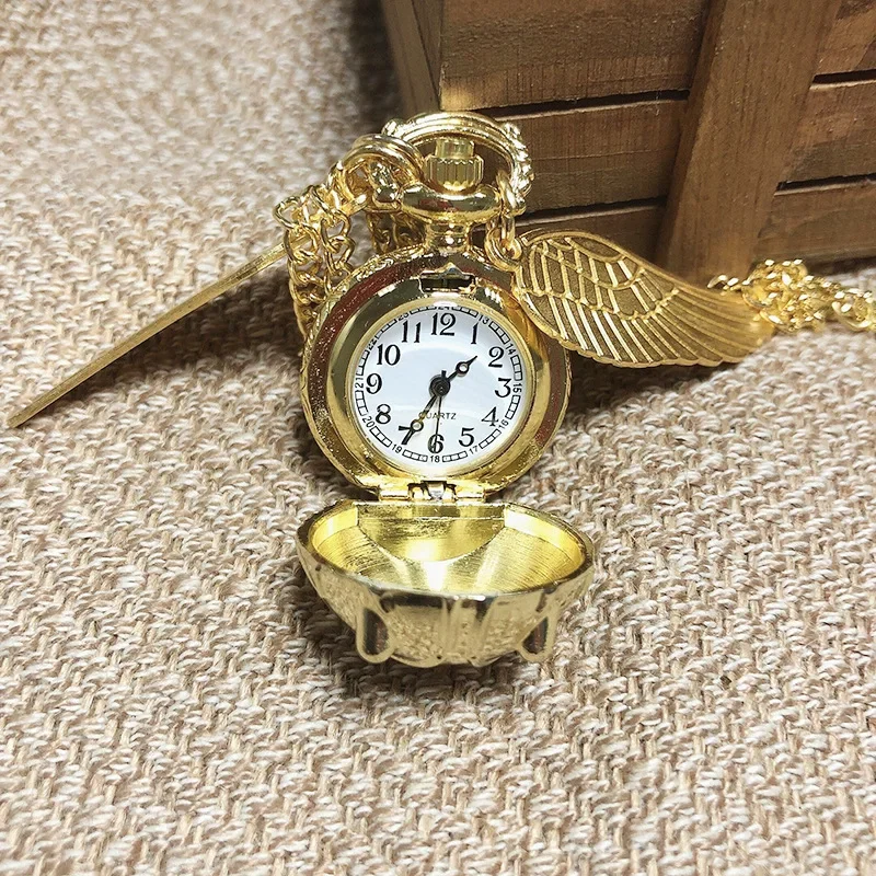 Quartz Watch Pocket Watch Golden Ball Pendant Snitch Ball Pocket Watch Gifts for Kids Quartz Necklace Clock Lovely Cute Fob Pocket Clock