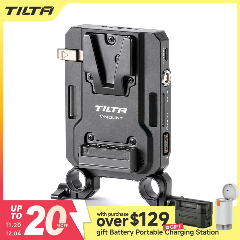 ティルタブラックミニバッテリープレート、pd vマウント、TA-BTP4-V-B