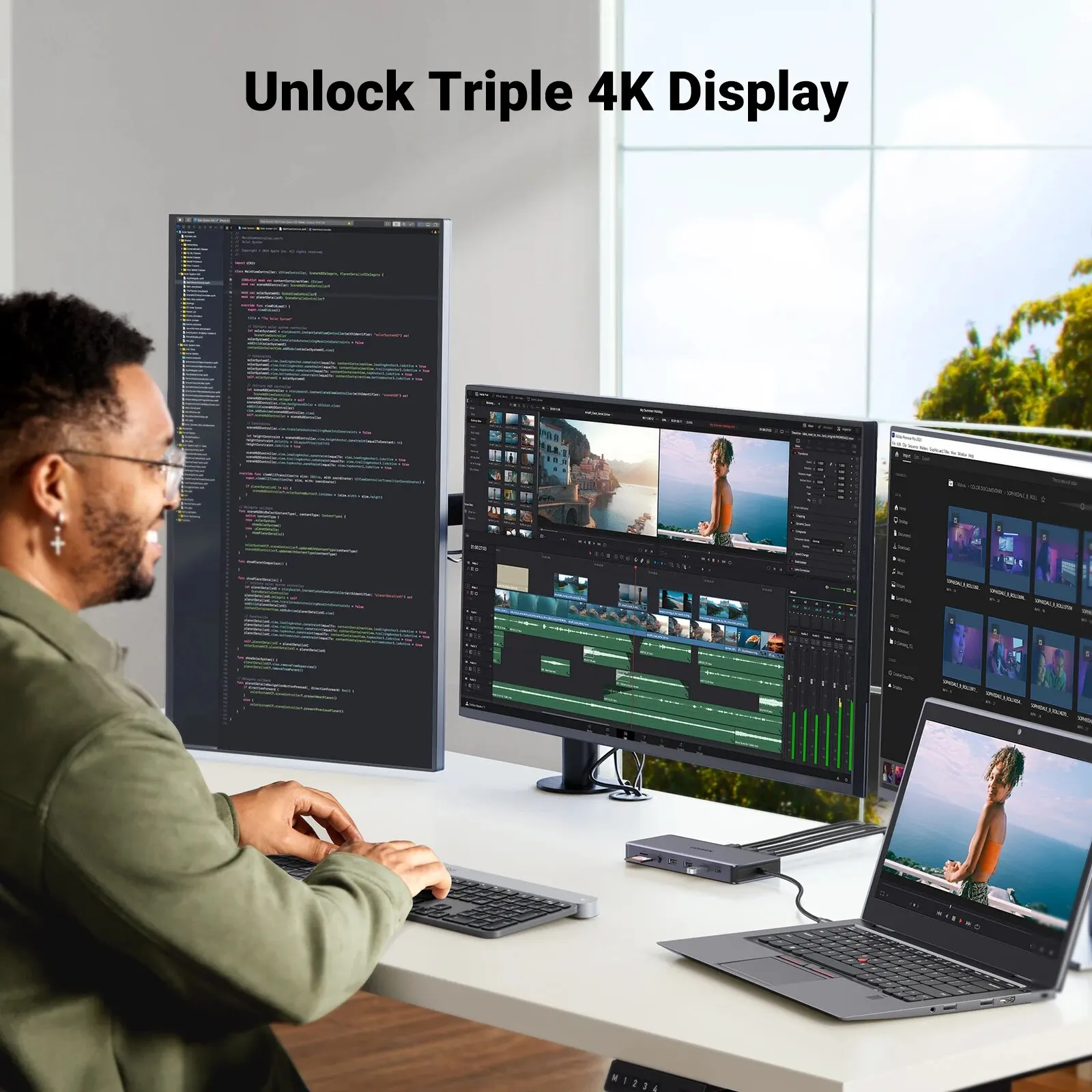 UGREEN USB C 도킹 스테이션, 13 인 1, 4K 트리플 디스플레이, 듀얼 HDMI, 10Gbps USB C 허브, 100W PD SD/TF, 맥북 프로 에어 델 XPS용