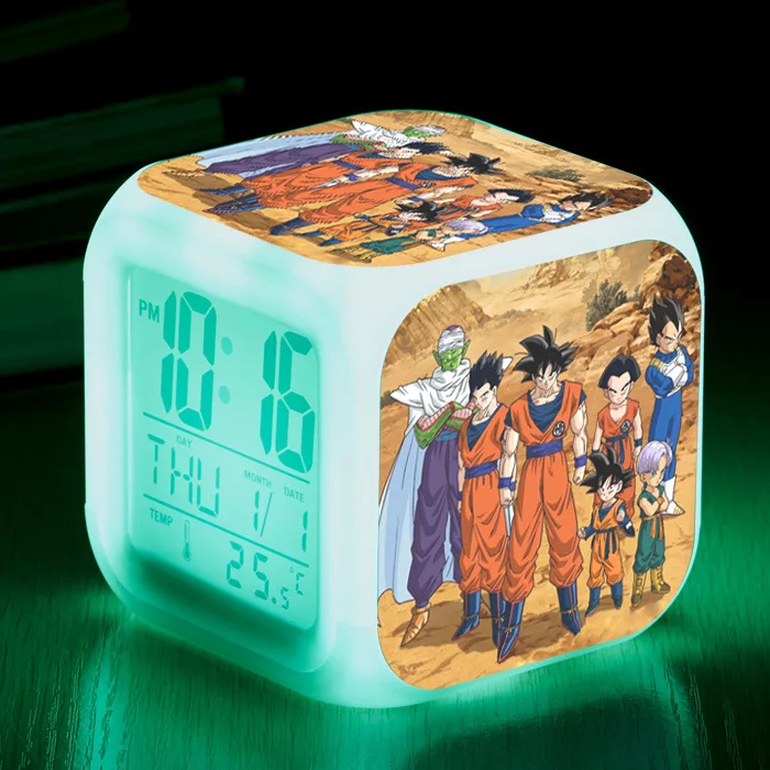 thumbnail image 1 of Reloj despertador Dragon Ball Z Goku, reloj cuadrado con siete colores cambiantes, reloj impreso Digital 3D, despertador para niños y adolescentes, regalo para niños, 1 of 5