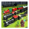 Electric Remote Controlled Track Train Set Smoke Emitting Track Train Locomotive Classical Christmas Train Toys For Children's 5