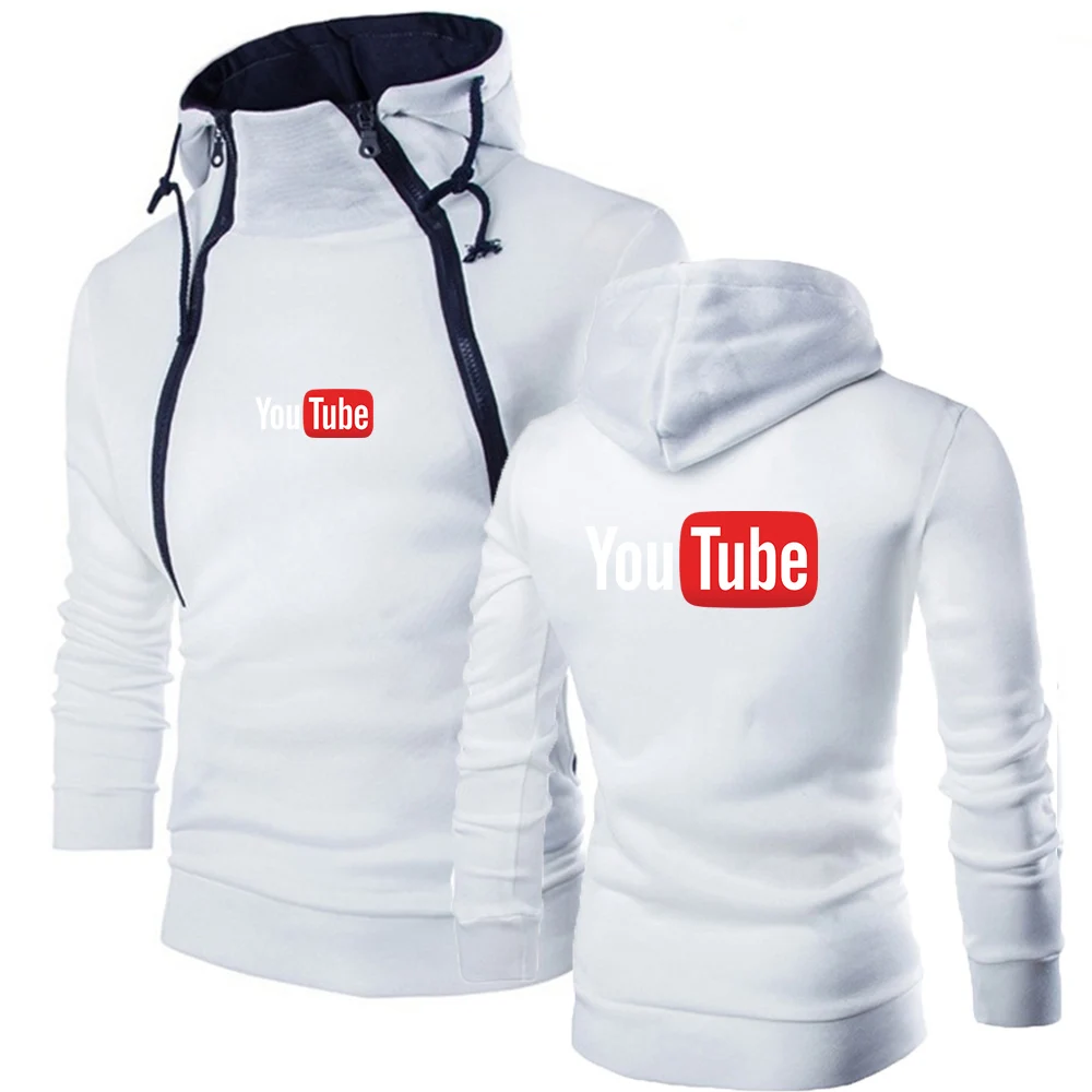 YouTube 2022 men's new print hoodie fashion trend Joker pullover outdoor solid color coat jacket clothes