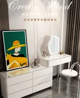 Ensemble de Table de maquillage moderne, ensemble de meubles de chambre à coucher, coiffeuse avec miroir et tiroirs 3