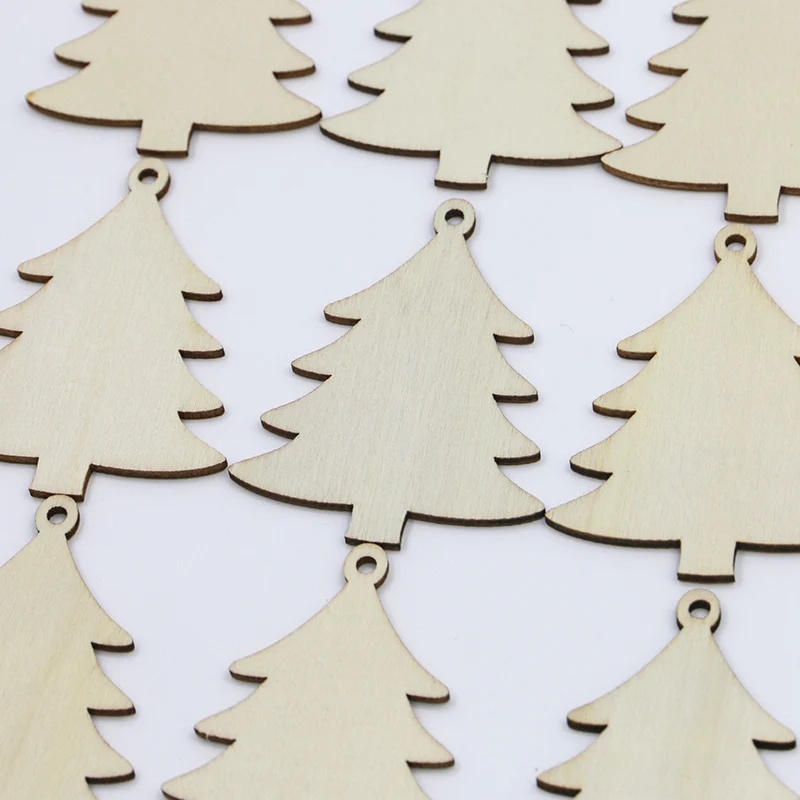 (10 Pcs/pack)7*5.5cm Christmas Tree Piece DIY Model Painted Card Christmas Decoration Creative Home Pendant Wishing Board