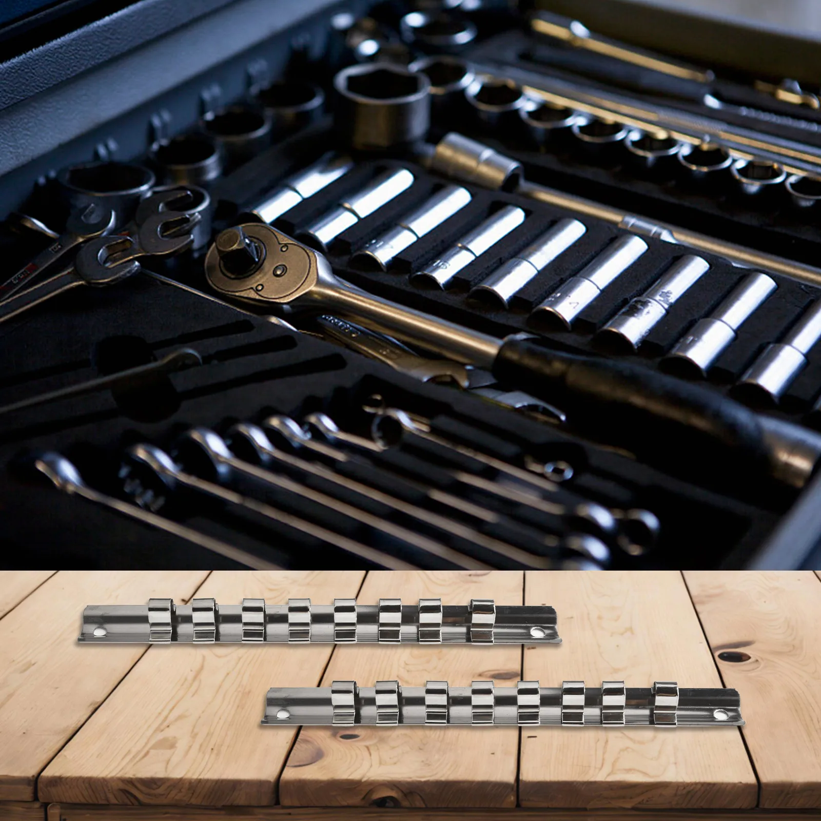Clips On Rail Tool Organizer Inch Mounting Holes Socket Rack Holder Garages Package Contents Garages And Workshops 5