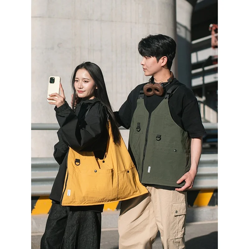 Hong Kong Style Trendy Brand Workwear Dual-use Shoulder Bag Multi-pocket Large Capacity Convertible Backpack Personality Mountai