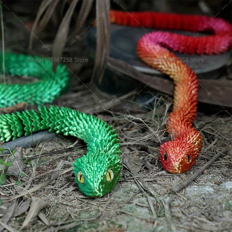 60cm 3D Printed Luminous Snake Movable Joint Simulation Snake Action Figures Home Office Desktop Ornament Birthday Gifts 5