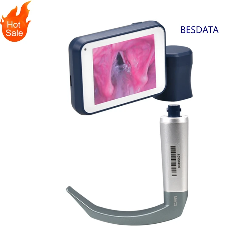 

BESDATA HD Image Reusable Stainless Steel Handheld Miller0 MAC1 Video laryngoscope Kit with 6 blades for Pediatric and Adult