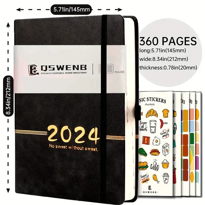 

English Notebooks A5 Notepad Calendar Planner Agenda 2024 Notebook Diary Weekly Daily Writing Pads Office School Supplies